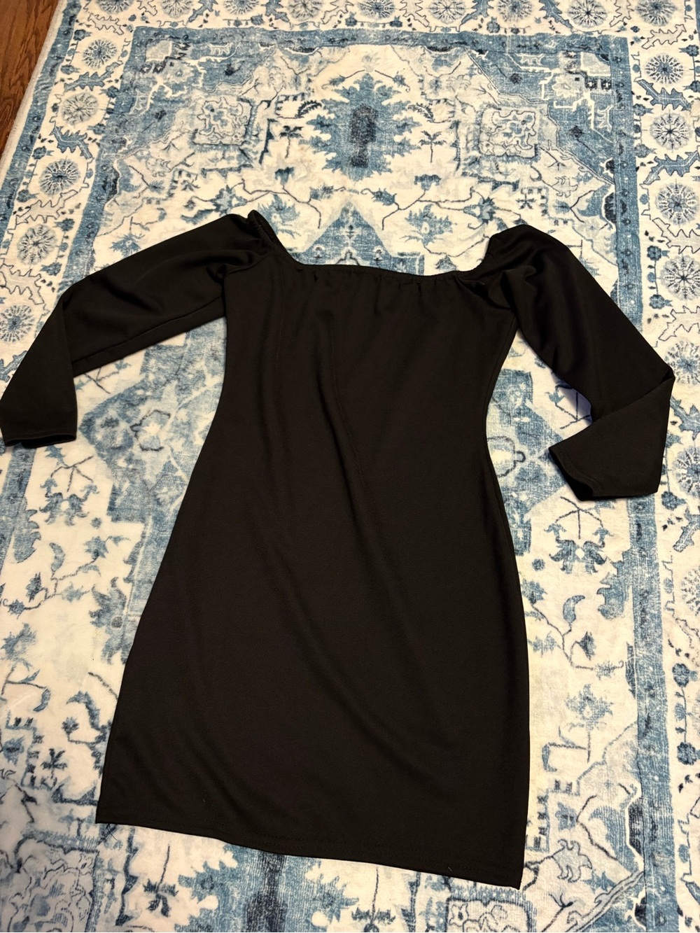 PrettyLittleThing Black Long Sleeve Bardot Bodycon Dress